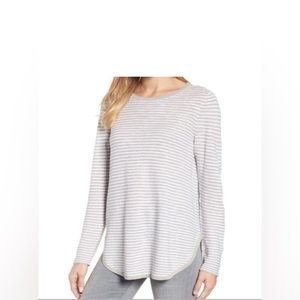 Eileen Fisher Linen Cotton Sweater beige cream  Organic Slub Knit Crew Neck